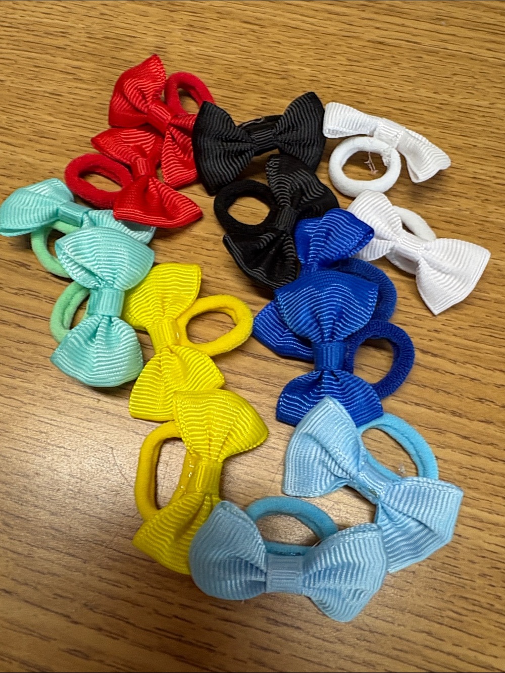 Infant Toddler Kids Bow Hair Elastics Set Contains 14 Each Set - Multicolor